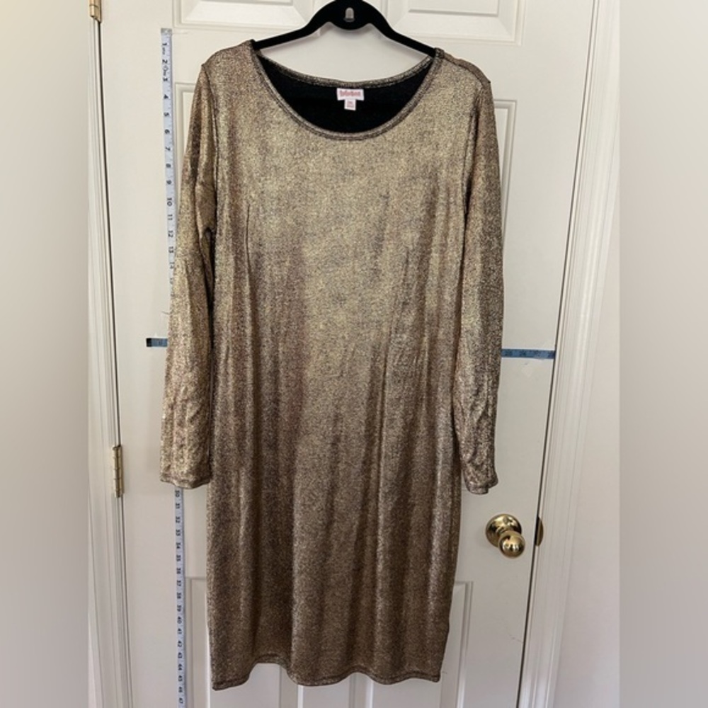 LuLaRoe Gold Metallic Party Dress | 2XL | Stretch